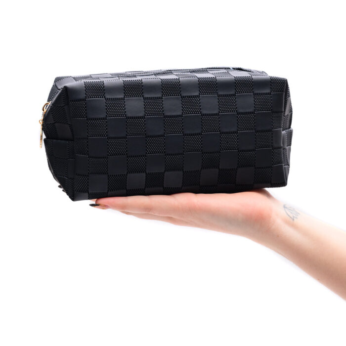 SubtlyCheckedCosmeticBagssetof4inBlack4